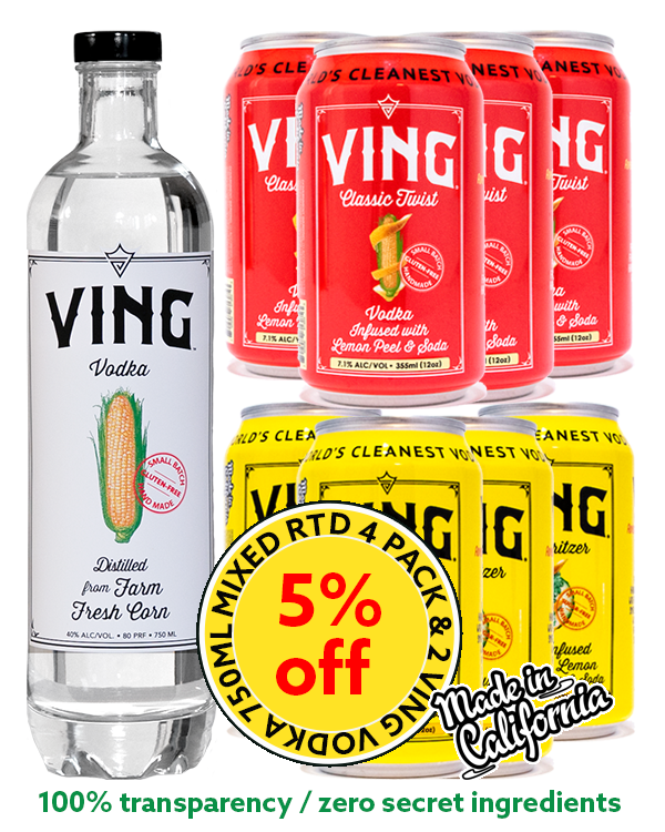 VING Combo Pack (VING Vodka, 4-pack Classic Twist, 4-pack LA Spritzer) 