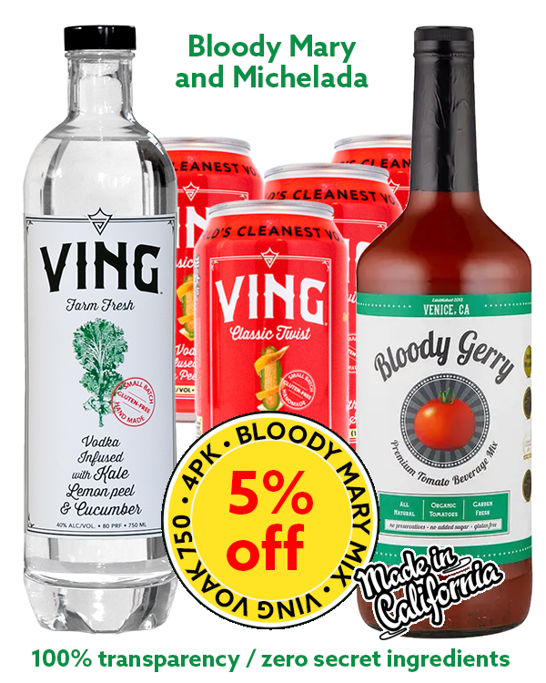 xtra gift bundle - VING Bloody Mary & Michelada with VING Kale, Lemon Peel & Cucumber Vodka, Classic Twist Cocktails & Bloody Gerry Mix 